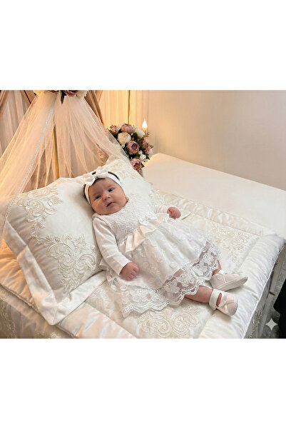 Kız Bebek %100 Pamuk Luxury 4'lü Mevlüt Elbise Takımı