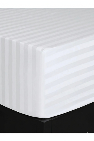 mihriban Hotel Concept Lux Cotton Satin Elastic Sheet Set |   Striped |   Dou...