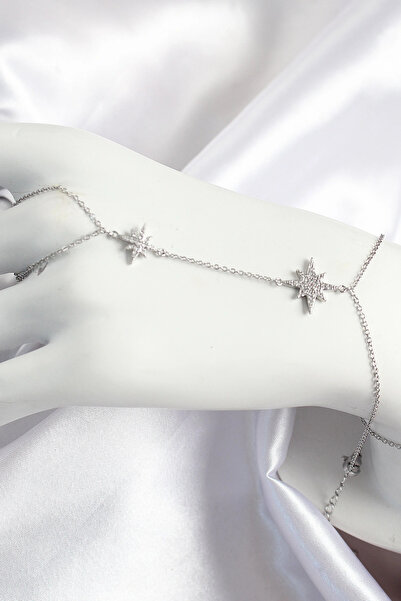 shopwave Brass Zircon Stone Pole Star Model Silver Color Women's Shahmeran