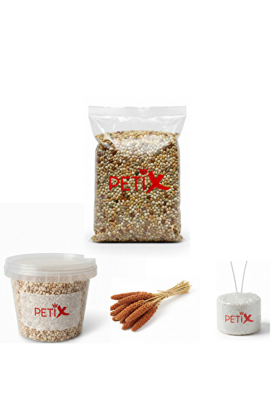Petix Muhabbet Kuşu Yem Seti | Kuş Yemi 1 Kg + Grit 750 g + Kızıl Dal Darı 30...