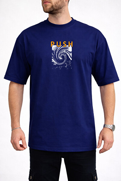 caddekombin Tricou pentru bărbați, cu model Vortex, cu imprimeu Push Text, cu...