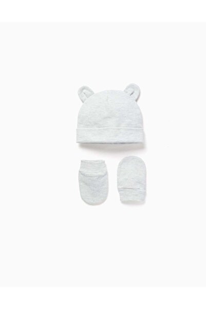 Ziddy Pack of beanie + gloves for newborn boys, light grey