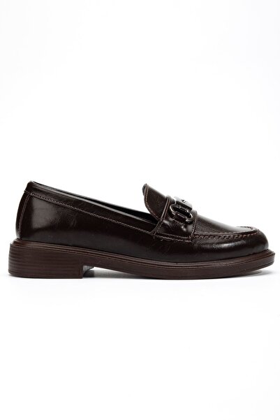 Hayalimdeki Ayakkabı Pantofi de damă din piele lacuită maro amar cu cataramă