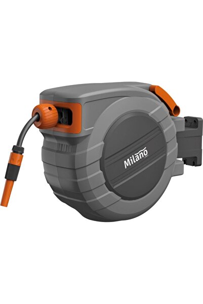 Milano Bella Automatic Water Hose Reel - Grey, 42m Capacity, Includes Pressur...