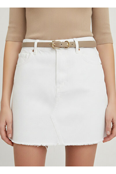 NEW JOURNAL Bej pentru femei basic Gold cu cataramă piele sintetică curea BE3021