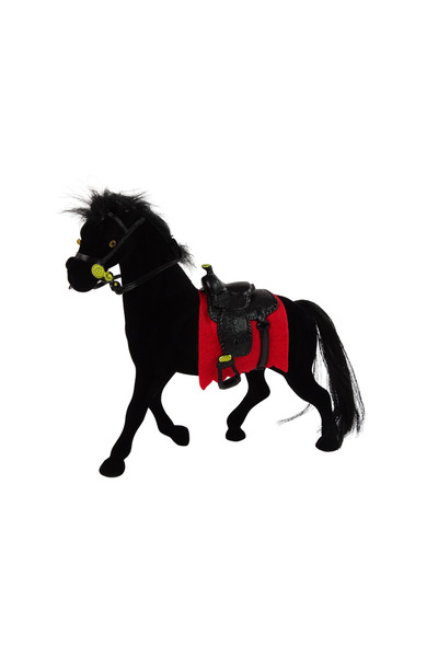 Three top online Кадифена фигура Черен кон Червено седло