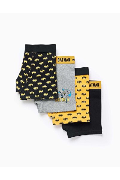 Ziddy Pack of 4 Boxer Shorts for Boys 'Batman', Black/Yellow/Grey