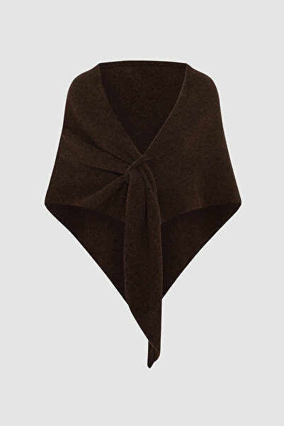 Gusto Soft Textured Triangular Tie Shawl - Brown