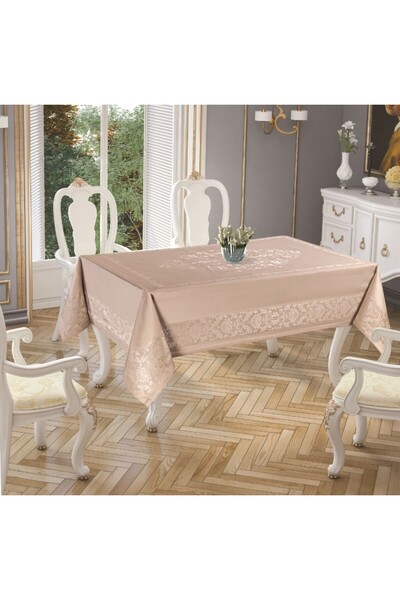 Tropikhome Jacquard fabric tablecloth 150x220cm, Tropik Home, Gold Etamin cap...