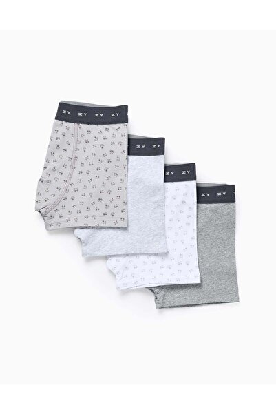 Ziddy Pack of 4 Boxer Shorts for Boys 'Monsters of Emotions', White/Grey