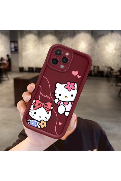 Hontinga حافظة هاتف من مادة السيليكون مقاومة للصدمات بنمط كيتي متوافقة مع هات...