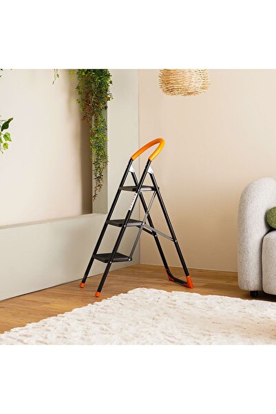 Milano Arnold 3-Step Household Ladder, Durable Steel Lightweight Ladder for I...