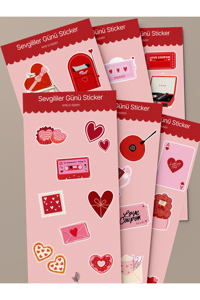 tinystoriestr مجموعة ملصقات ذات طابع عيد الحب - 6 قطع / عتيق الطراز، أجندة، د...