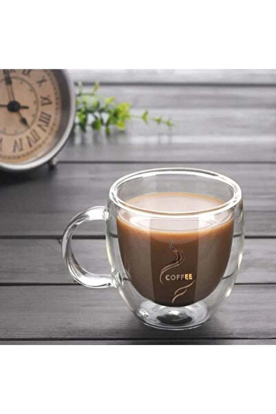 dealshopromania Set of 4 double-walled heat-resistant coffee cups 250 ml mess...