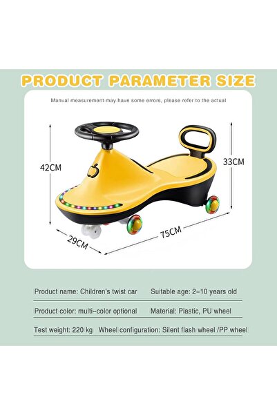 Leno Twister Car for Kids Without Pedals – Plasma Scooter with LED Lights – S...