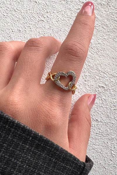 Leo'Stone V.I.P Double Color Series Zircon Stone Heart Design Chain Detail Go...