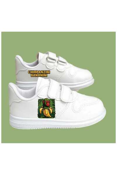 lias desing Adidași pentru copii cu imprimeu bananini și bandă albă