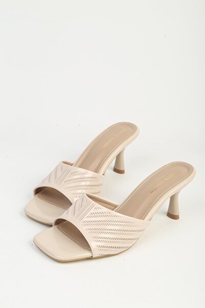 Pierre Cardin Women's White Patent Leather Women's Heeled Slippers Pc-55762