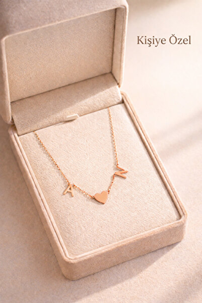 Auryne Jewelry 925 Ayar Gümüş Kişiye Özel 2 Harfli 14 Ayar Altın Kaplama Gold...