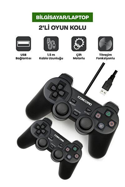 Concord PC ve Laptoplarla Uyumlu Çift Motorlu (Dual Schock) Titreşimli 2'li O...