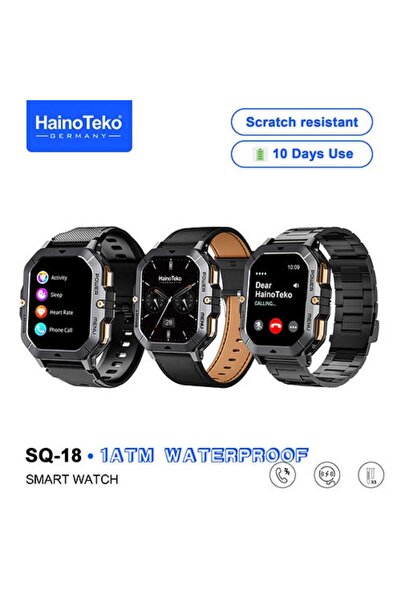 haino teko germany ساعة ذكية SQ-18 مع شاشة AMOLED مقاومة للخدش و3 أزواج من ال...