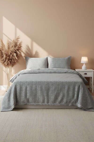 Rivaİstanbul Style Anthracite Double Bedspread Set