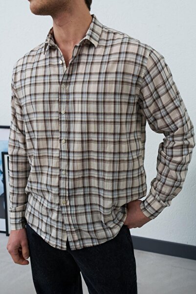 duo fideles Men's Plaid Patterned Long Sleeve Breathable Fabric Regular Fit E...