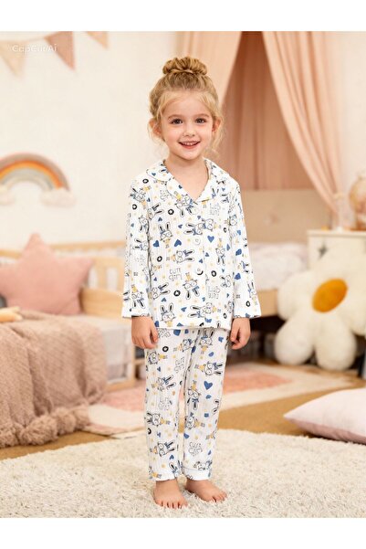 Lunas tekstil Унісекс бавовняний піжамний комплект з кролячим візерунком