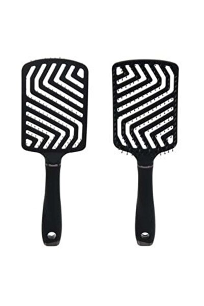 SHOPIENS Τετράγωνη επίπεδη βούρτσα μαλλιών μαύρη πλαστική ζιγκ-ζαγκ μοντέλο 2...