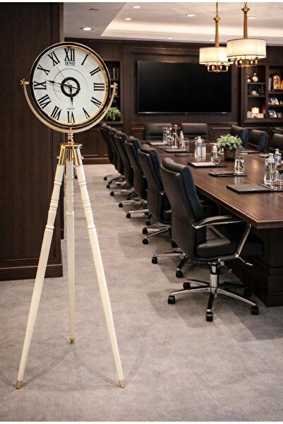 GÜL KONSEPT TRİPOD AHŞAP AYAKLI(KREM)40X40 DEKORATİF SAAT