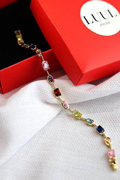 LUUL ATELIER XUPING Renkli Zirkon Taş 14K Gold Çelik Bileklik