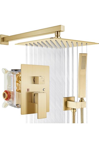 Generic Rainfall Bathroom Shower System, Rain Shower Head with Handle and Wal...