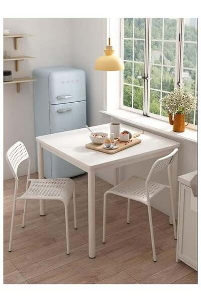 MAAS Set of 2 Multi-Use Kitchen Chairs White with Iron Legs