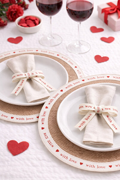 ecrella Sevgililer Günü Jüt Supla Seti 2’li – Kurdeleli, Peçete Halkalı, Roma...