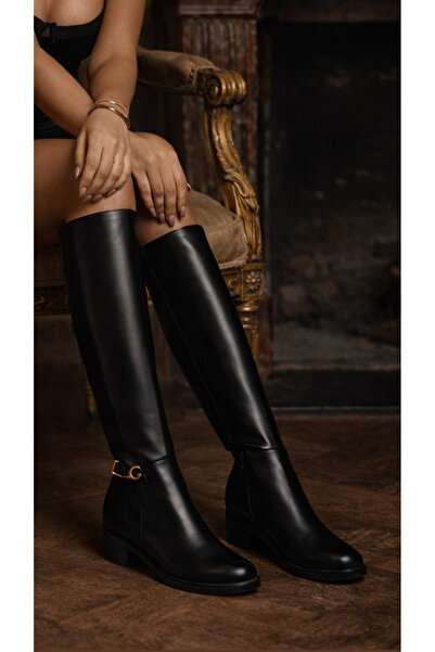 Giydim Gidiyor Royalop Ботуши от еластичен велур и кожа, черни