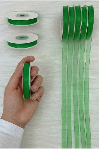 ZEYMERADE Органза Тюль Стрічка Зелена 1 см 22 м, Весілля, Подарунок, Нідання,...