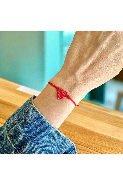 Atelier Çağla Red Miyuki Heart Love Bracelet