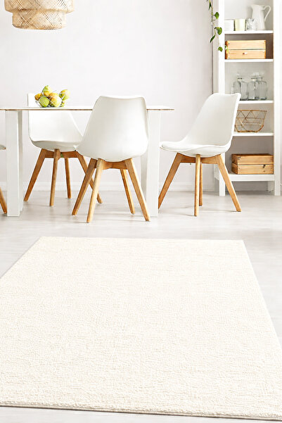 Sarar Peluş Tüylü Kaymaz Jel Taban Ekru Pofuduk Salon Mutfak Halı Yolluk Kilim
