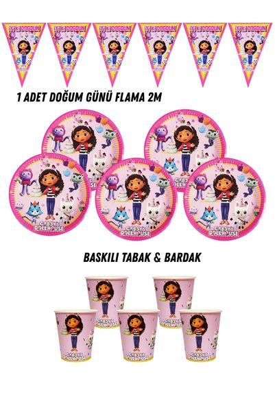 HAPPYLOOPPARTY Gabby Dallhouse Gabby'in Hayal Evi 8 Kişilik Tabak , Bardak , ...