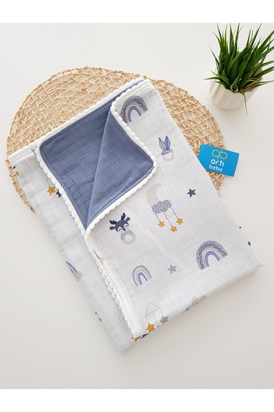 artıbebe بطانية غطاء موسلين مزدوجة الطبقات بألوان قوس قزح |   قماش موسلين قطن...