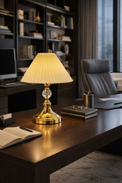 Atak Hediyelik Decorative Lampshade Stone Metal White Striped Hat 35 cm