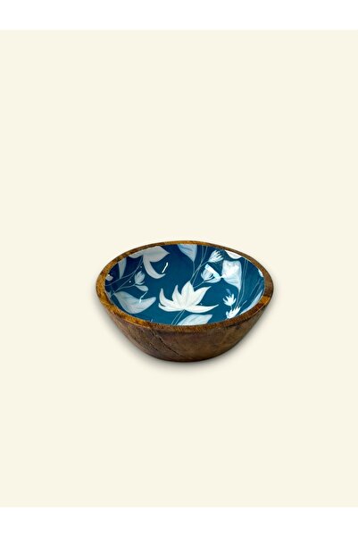 FARALYAHOME Mango Wood 13X13X4 cm Leaf Patterned Bowl Presentation Bowl, Yogu...