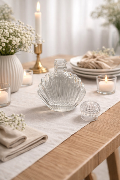 Bev Kitchen 12 ADET Cam İstiridye Kolonya Şişesi Süssüz ,Düğün,Nikah, Söz Niş...