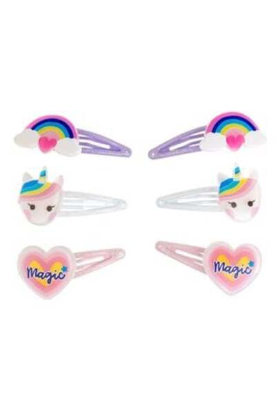 SHOPIENS Agrafe de păr metalice colorate, model curcubeu, unicorn, inimă, pen...