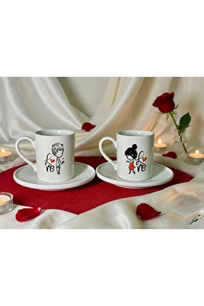 KÜTAHYA HOME 14 February Special for Couples Tutam Porcelain Cup Set for 2 Pe...