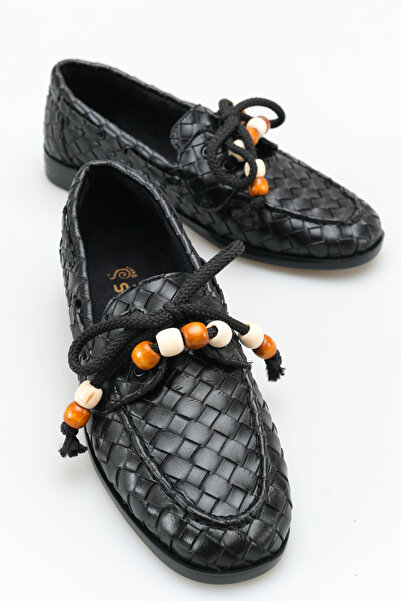 SENASTİL حذاء باليه نسائي أنيق للاستخدام اليومي، مزين بنمط محبوك وتفاصيل خرزي...