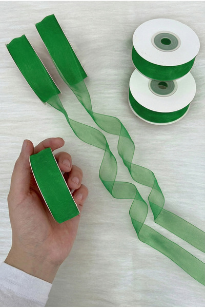 ZEYMERADE Κορδέλα Οργάντζα Τούλι Πράσινη 2 εκ. 22 μ., Νύφη, Πακέτο, Αρραβώνας...