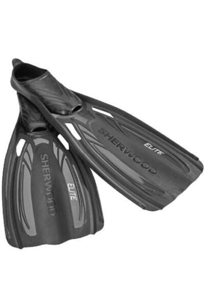 Sherwood SCUBA Elite Full Foot Fin for Traveling Divers, Black, Medium