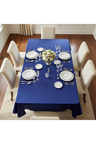 Finezza Kristal Monoray Fabric Navy Blue/Indigo Tablecloth Rectangular 140X200 cm - 1601
