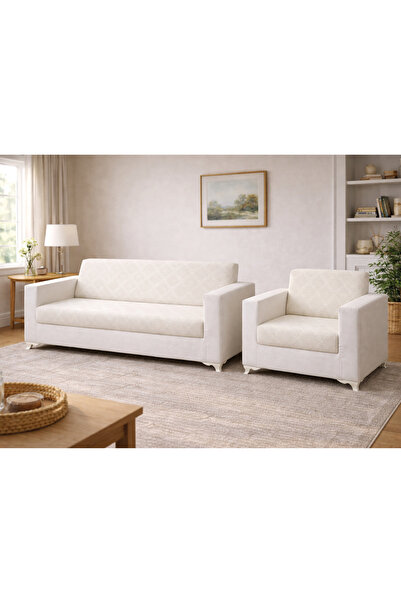 Akbal Home Gofre Kumaş 2Adet 3 Kişilik + 2Adet Tek Kişilik Koltuk Örtüsü Last...